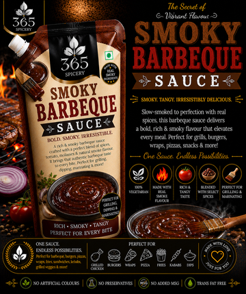 Jain Smoky Barbeque Sauce Powder Mix | No Onion No Garlic | Natural Ingredients | Vegan | 365 Spicery