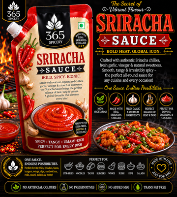 Jain Sriracha Sauce Powder Mix | No Onion No Garlic | Gluten-Free | No Artificial Flavours | 365 Spicery