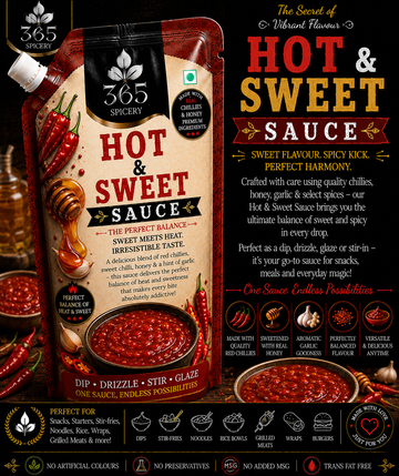 Hot & Sweet Sauce Powder Mix | No Onion No Garlic | Jain-Friendly | Gluten-Free | Premium Quality Stir-Fry Base | 365 Spicery