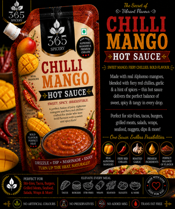 Jain Chilli Mango Hot Sauce Powder Mix | No Onion No Garlic | Sweet & Spicy | No Artificial Colours | 365 Spicery