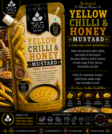 Yellow Chilli & Honey Mustard Sauce Powder Mix | No Onion No Garlic | Jain-Friendly | Gluten-Free | Premium Dip | 365 Spicery