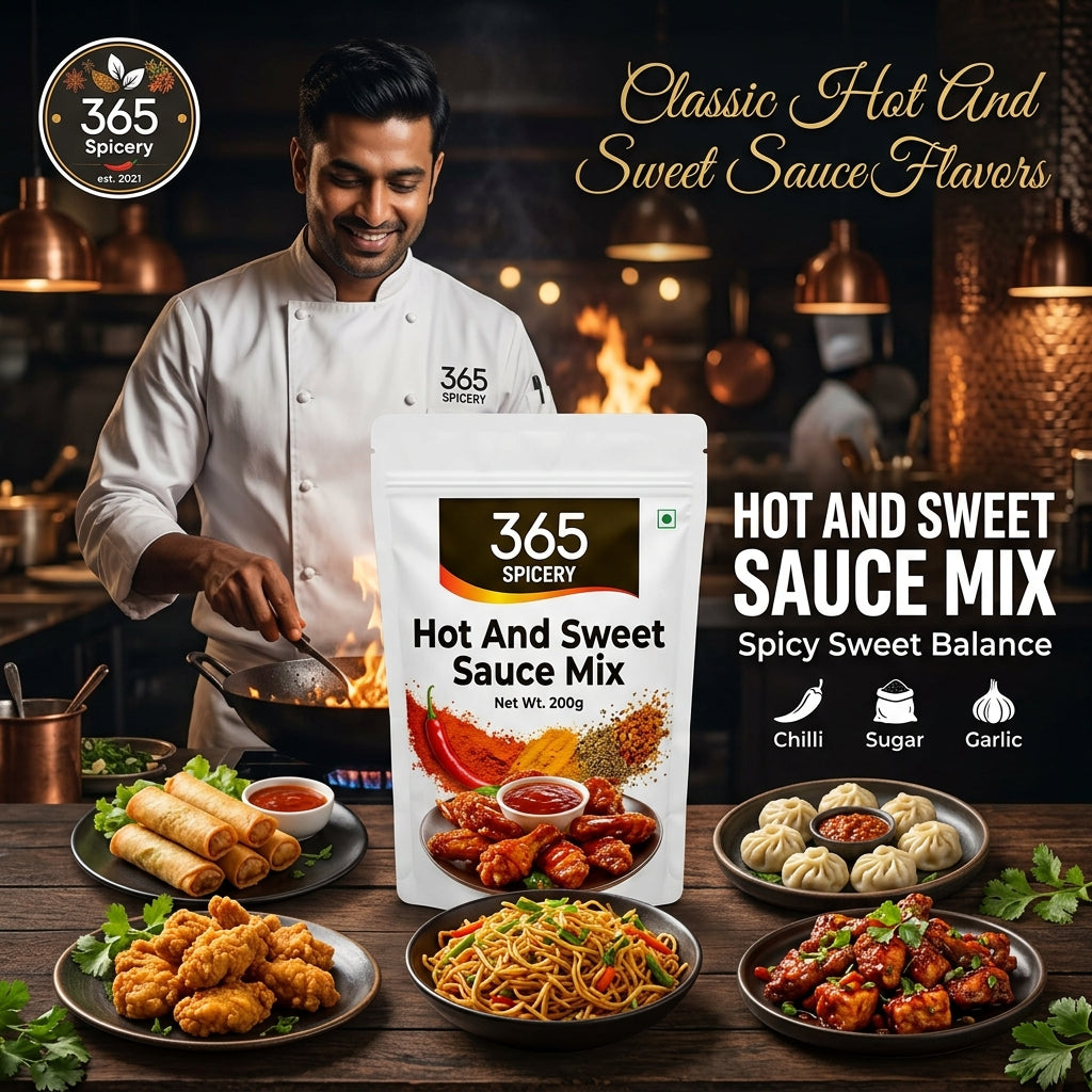 Hot & Sweet Sauce Powder Mix | No Onion No Garlic | Jain-Friendly | Gluten-Free | Premium Quality Stir-Fry Base | 365 Spicery