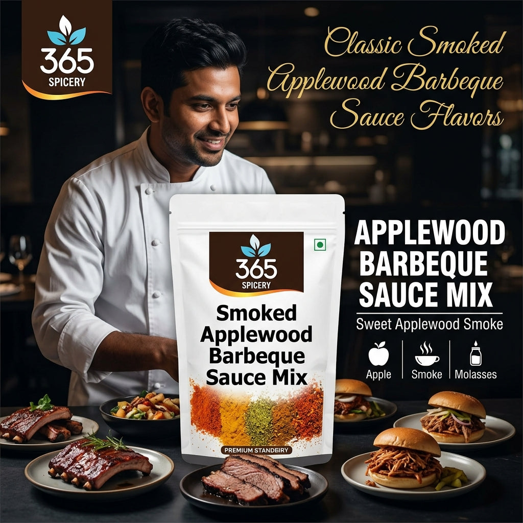 Smoked Applewood Barbeque Sauce Powder Mix | No Onion No Garlic | Jain-Friendly | Vegan | Natural Ingredients | 365 Spicery