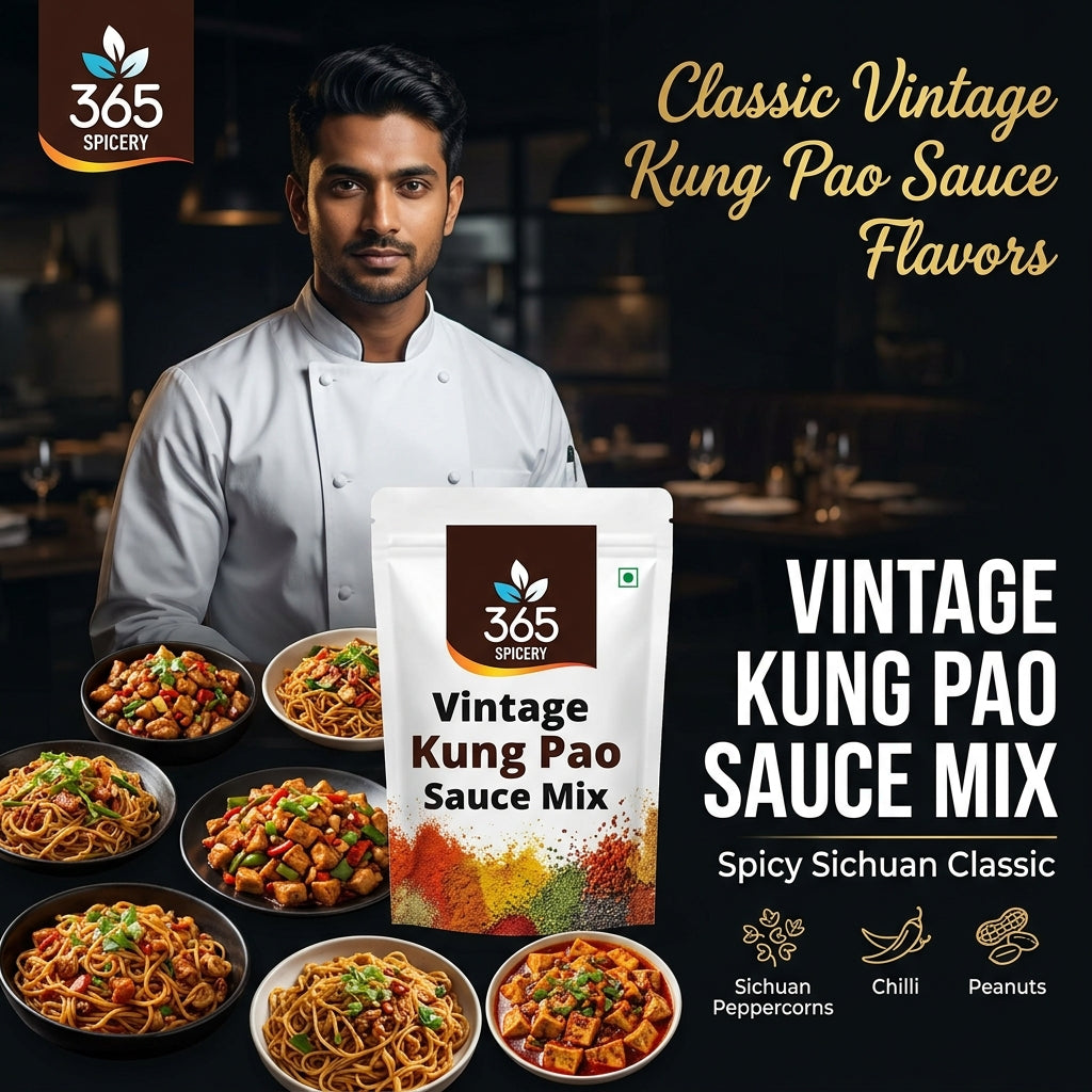 Vintage Kung Pao Sauce Powder Mix | Jain-Friendly No Onion No Garlic | Gluten-Free | No Artificial Colours | 365 Spicery