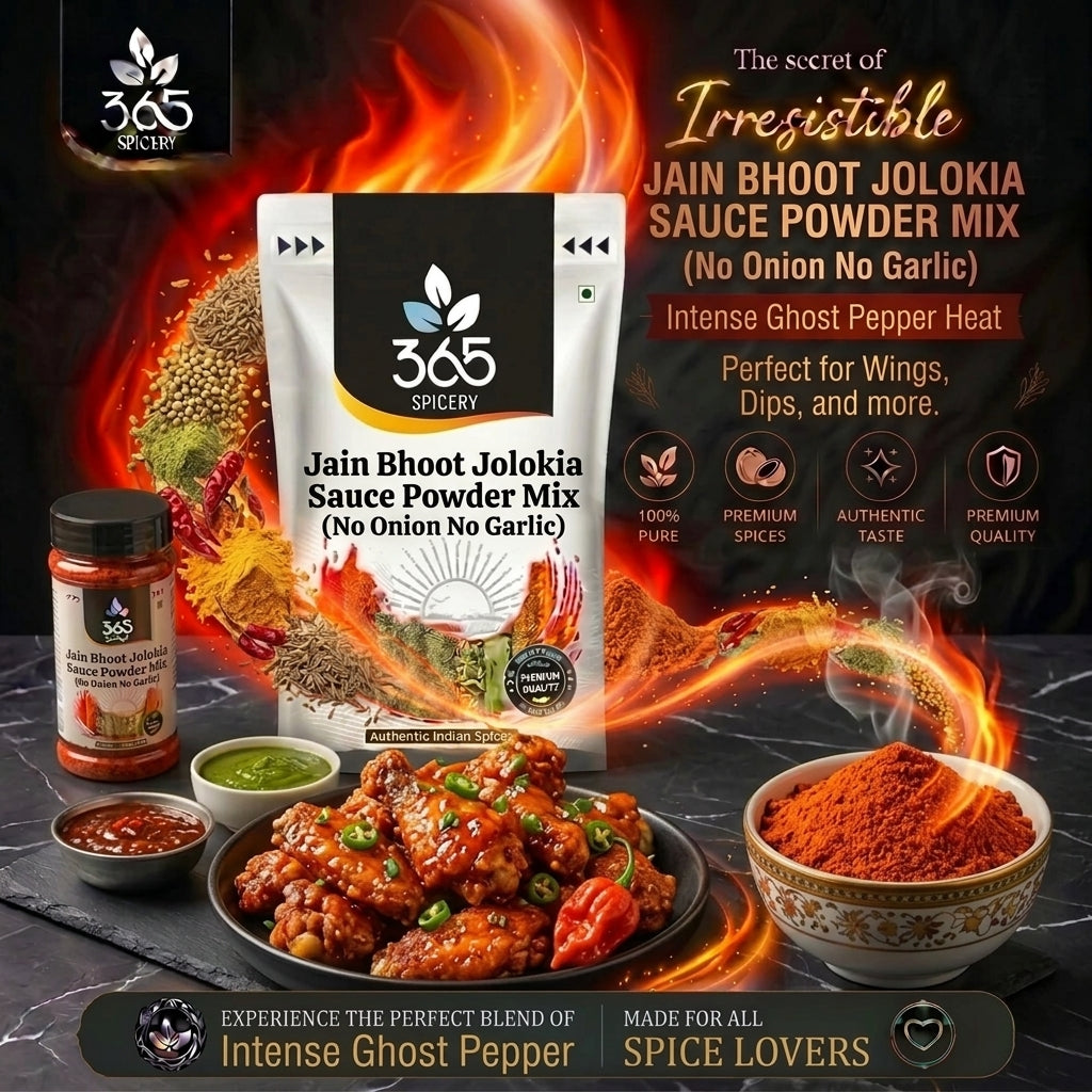Jain Bhoot Jolokia Hot Chilli Sauce Powder Mix | No Onion No Garlic | Natural Ingredients | 365 Spicery