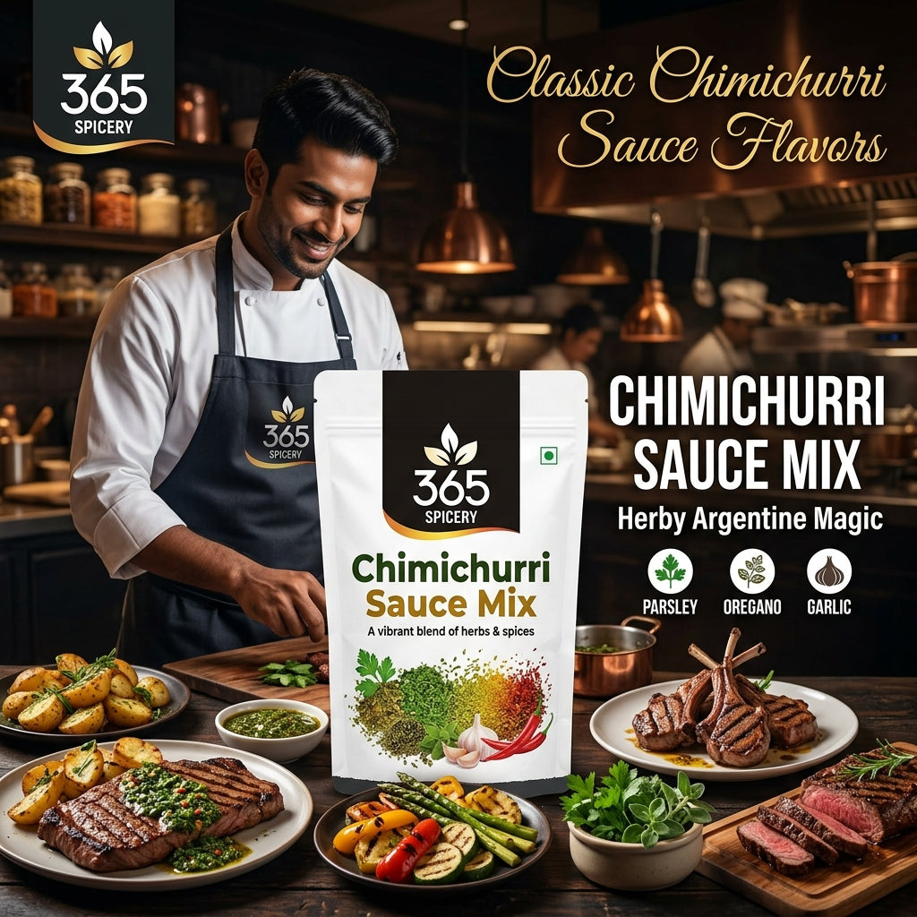 Chimichurri Sauce Powder Mix | Jain-Friendly No Onion No Garlic | Natural Ingredients | Premium Quality | 365 Spicery