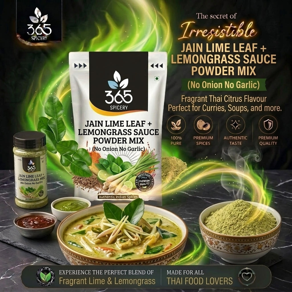 Jain Lime Leaf + Lemongrass Sauce Powder Mix | No Onion No Garlic | Vegan | No Artificial Flavours | 365 Spicery