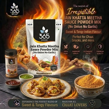 Jain Khatta Meetha Sauce Powder Mix | No Onion No Garlic | Vegan | Natural Ingredients | 365 Spicery