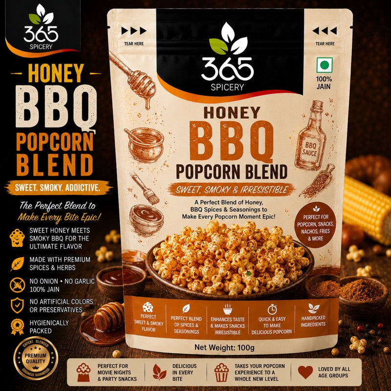 Honey BBQ Popcorn Blend | Sweet & Smoky Snack Seasoning | Natural | No Artificial Colours | 365 Spicery