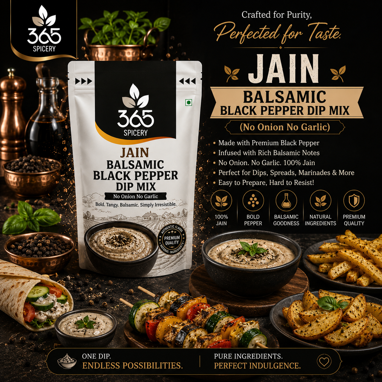 JAIN BALSAMIC BLACK PEPPER DIP MIX (No Onion No Garlic)