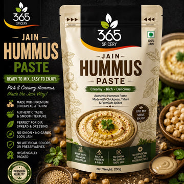 JAIN HUMMUS PASTE (No Onion No Garlic) | Premium Middle Eastern Dip | Vegan | Gluten-Free | 365 Spicery