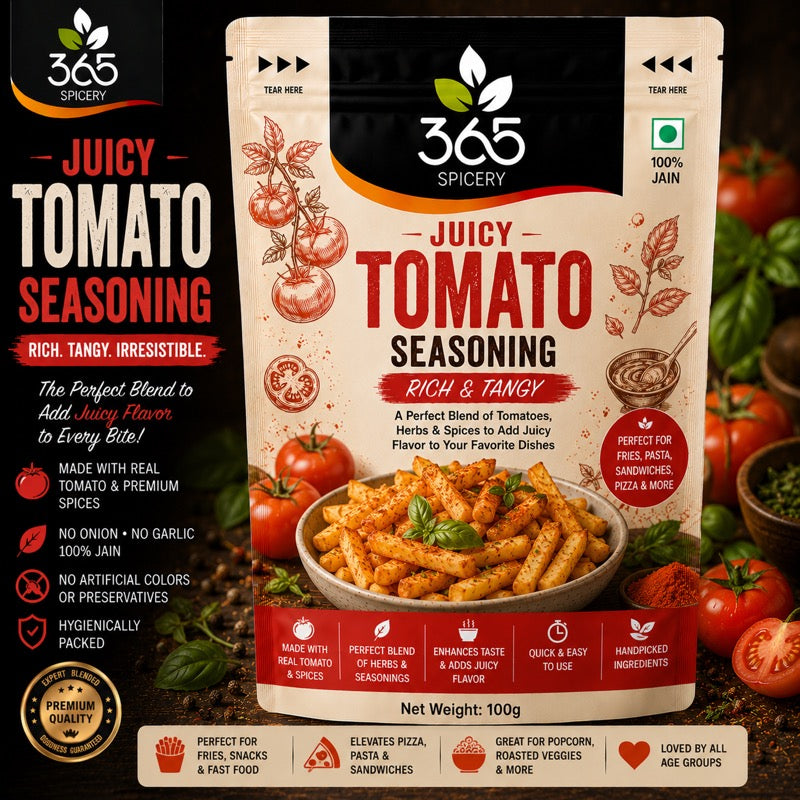 JUICY TOMATO SEASONING | Tangy & Savory Popcorn Spice | No MSG | Premium Quality | 365 Spicery