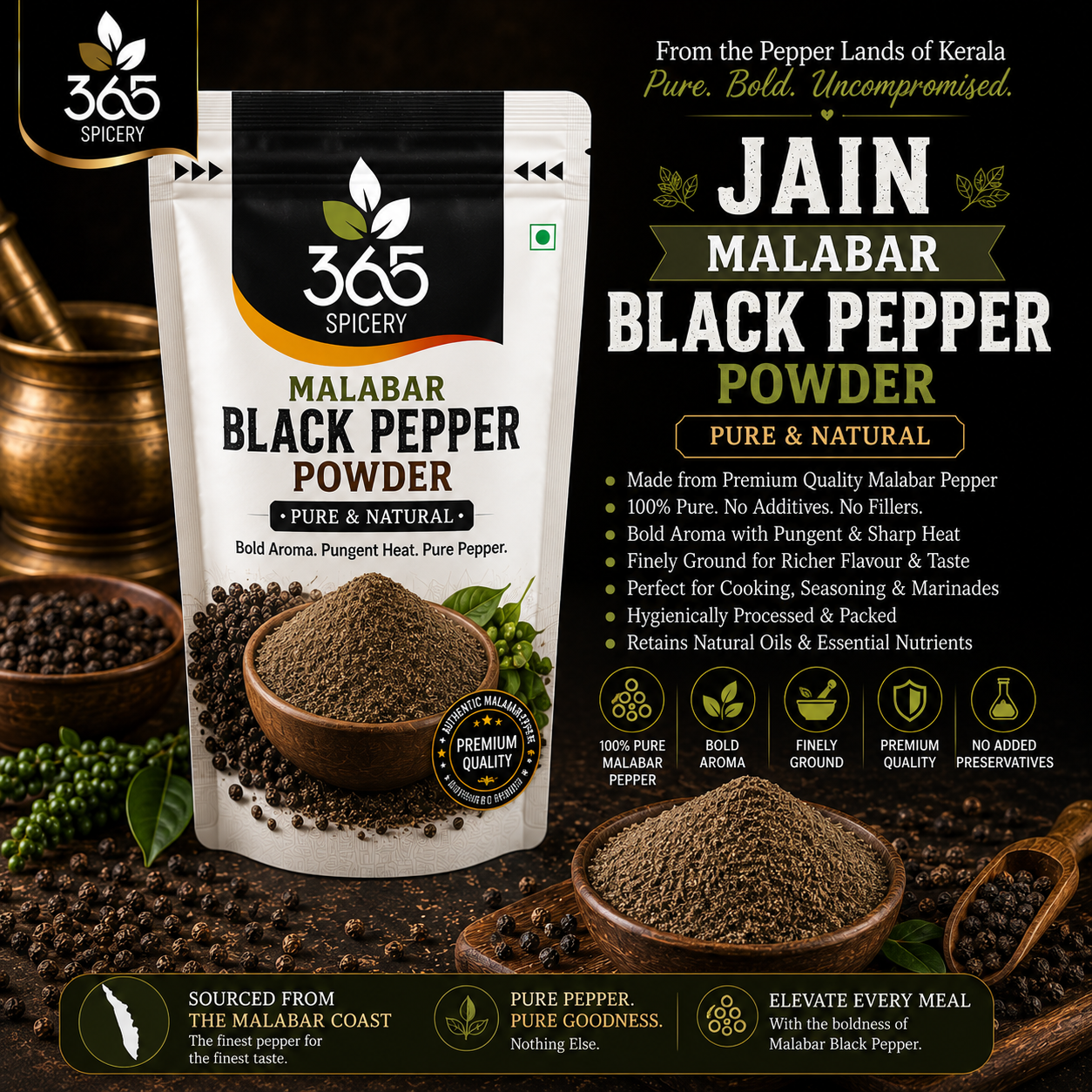 Malabar Black Pepper Powder