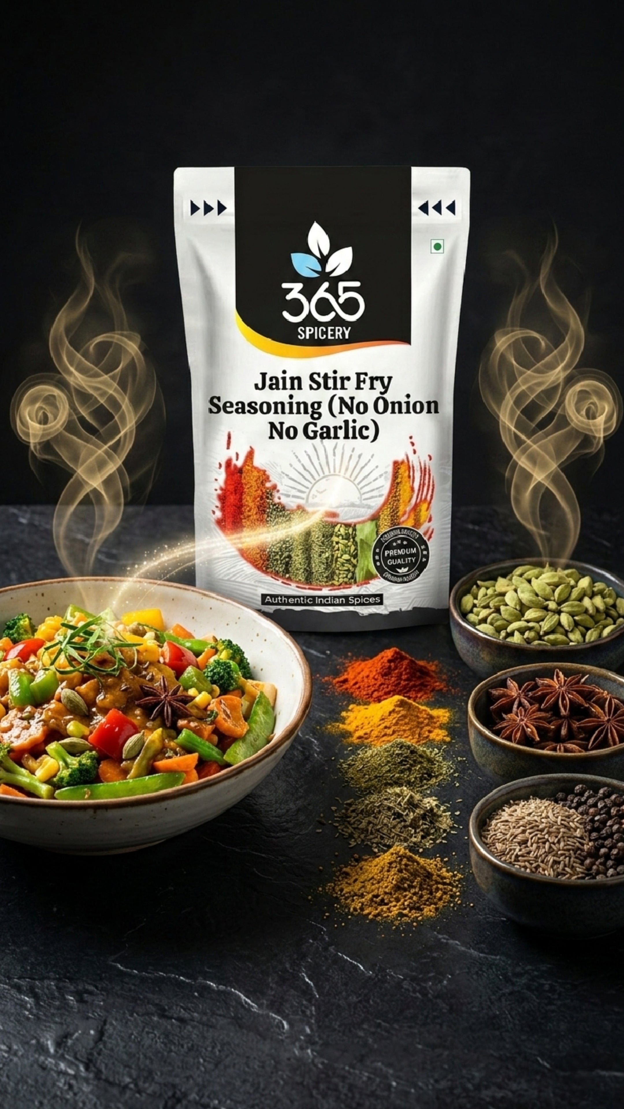 Jain Stir Fry Seasoning | No Onion No Garlic | Jain-Friendly | Gluten-Free | For Snacks & Street Food | 365 Spicery