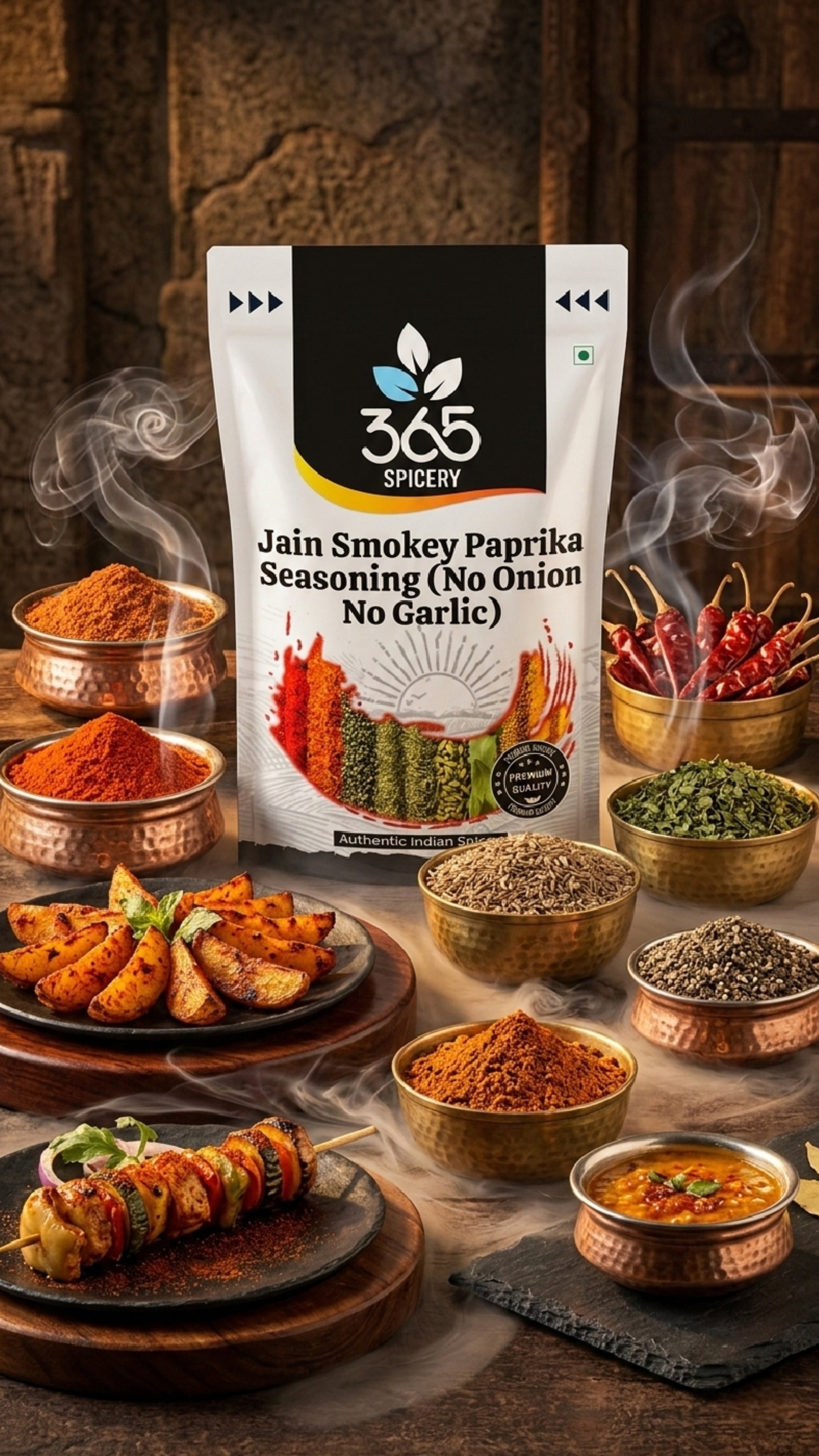 Jain Smokey Paprika Seasoning | No Onion No Garlic | Jain-Friendly | Natural Ingredients | For Fries | 365 Spicery