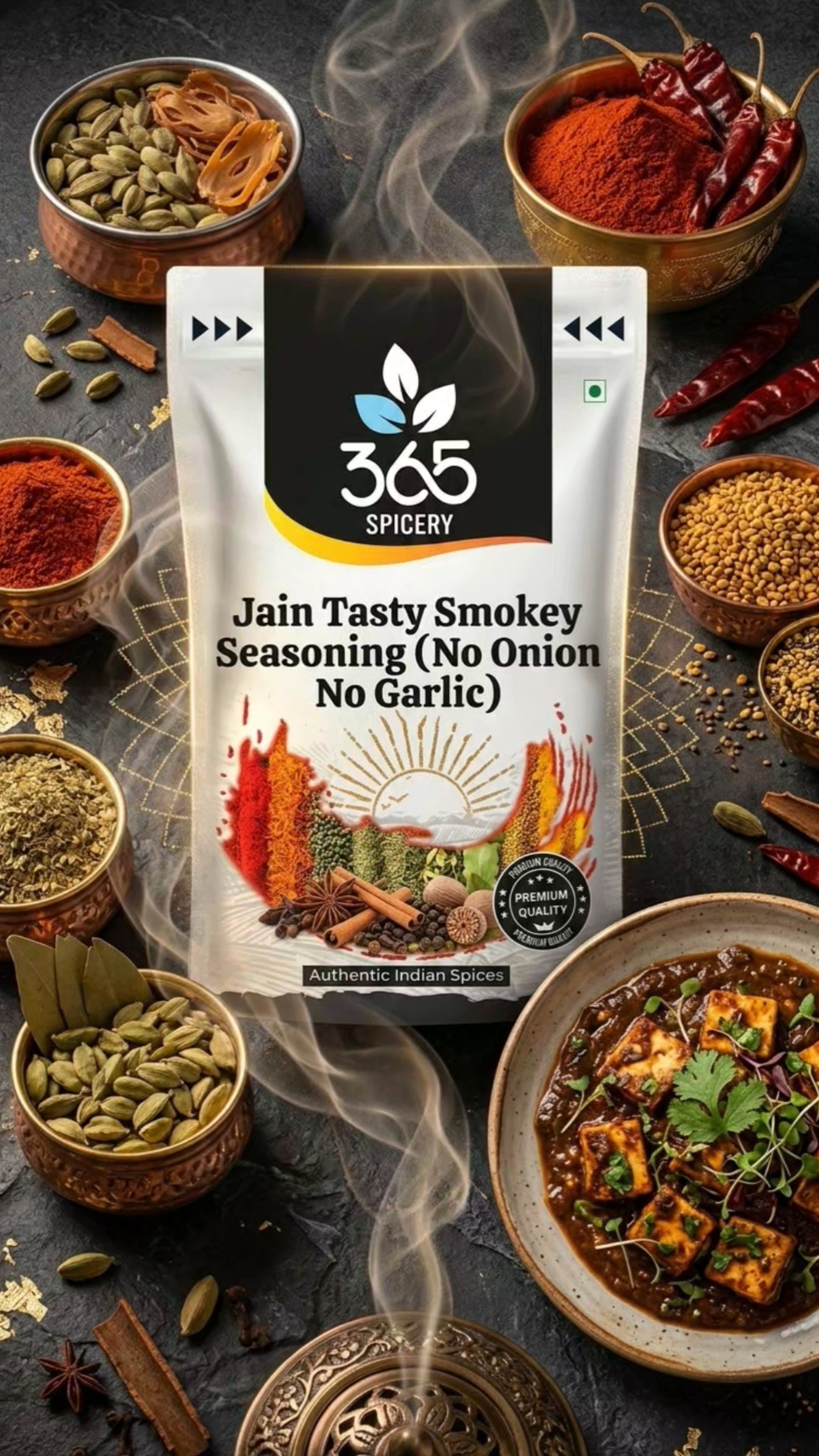 Jain Tasty Smokey Seasoning | No Onion No Garlic | Jain-Friendly | Premium Quality | For Popcorn | 365 Spicery