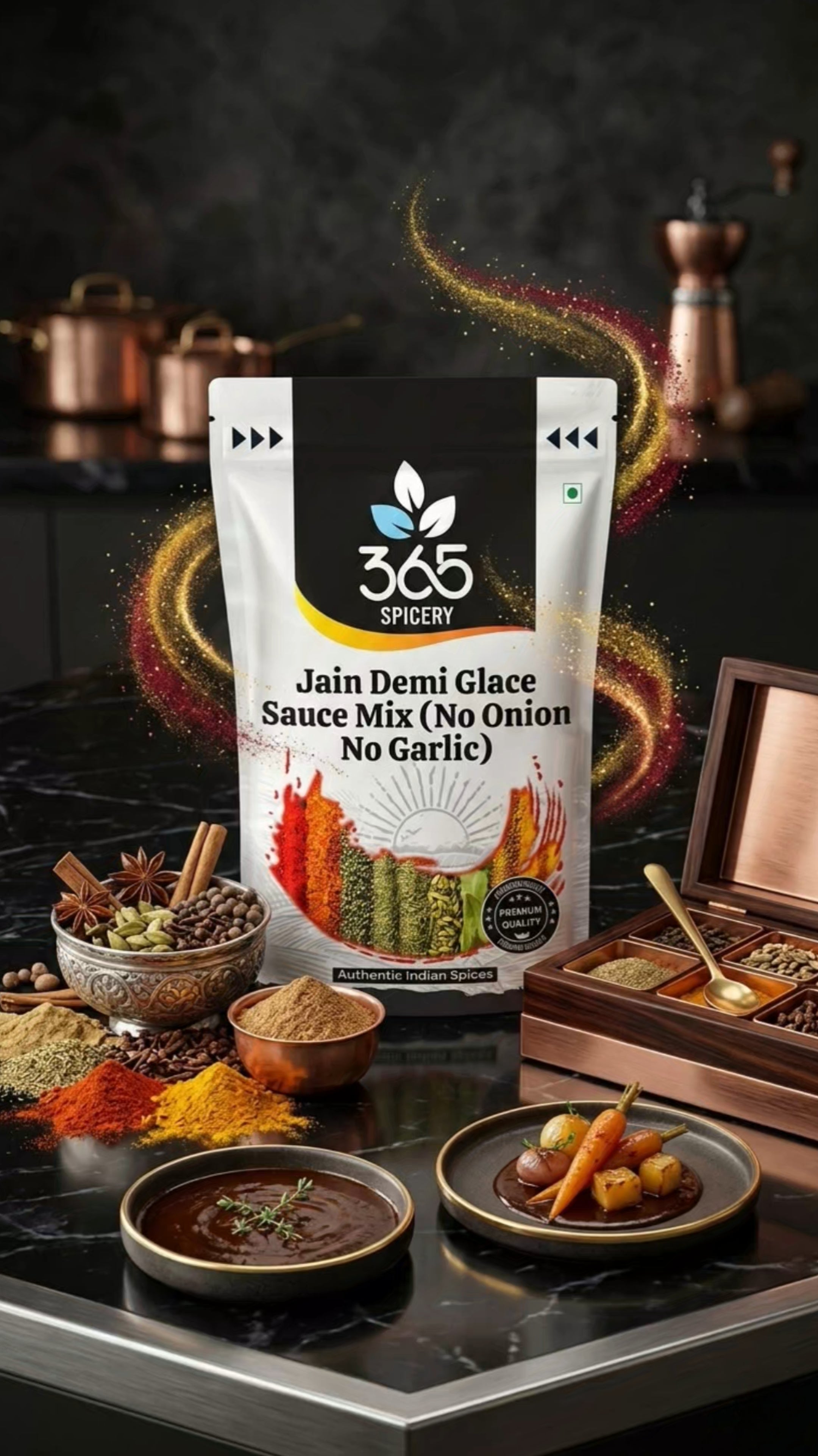 Jain Demi Glace Sauce Mix | No Onion No Garlic | Jain-Friendly | Gluten-Free | For Gourmet Grills | 365 Spicery