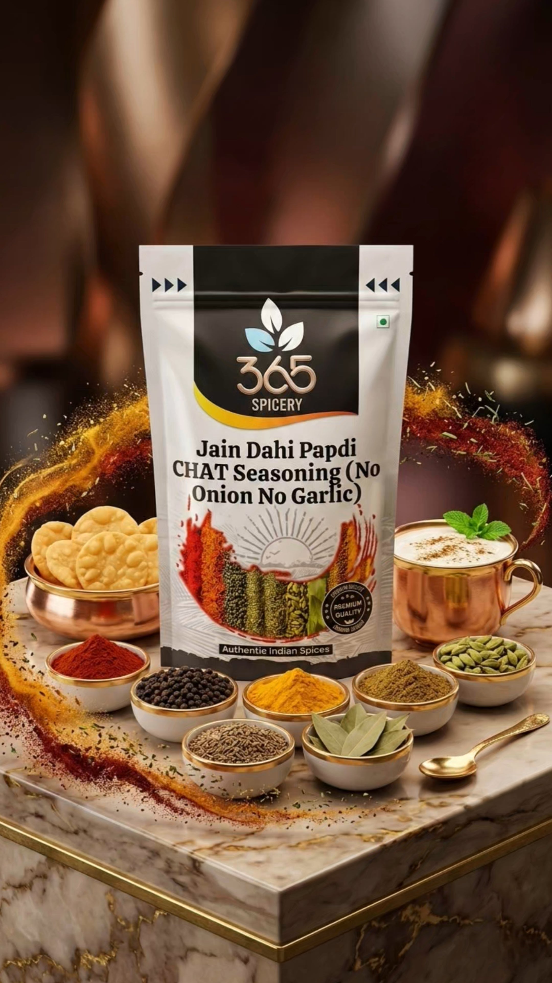 Jain Dahi Papdi CHAT Seasoning | No Onion No Garlic | Jain-Friendly | No Artificial Flavours | Street Food | 365 Spicery