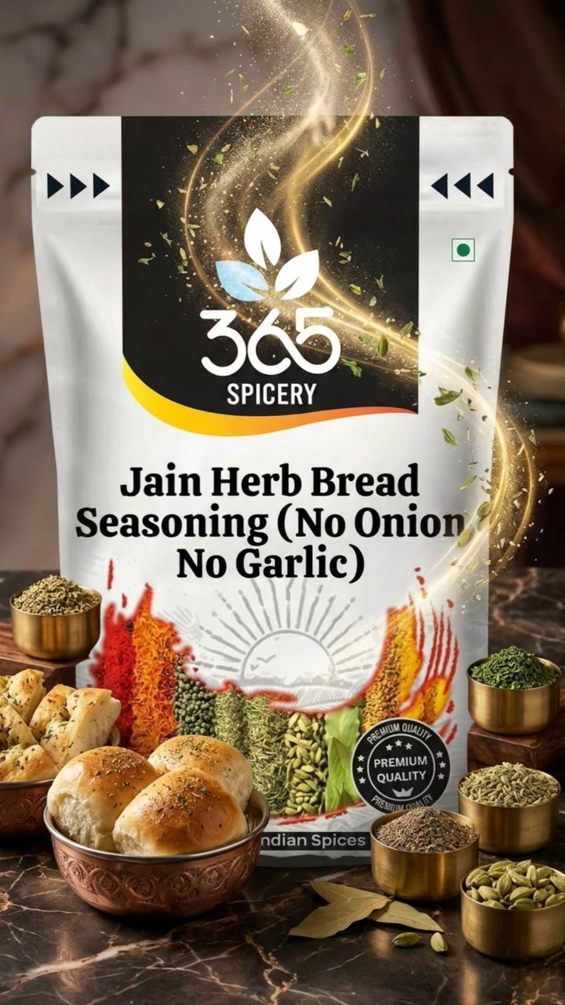 Jain Herb Bread Seasoning | No Onion No Garlic | Jain-Friendly | Gluten-Free | Perfect for Garlic Bread | 365 Spicery