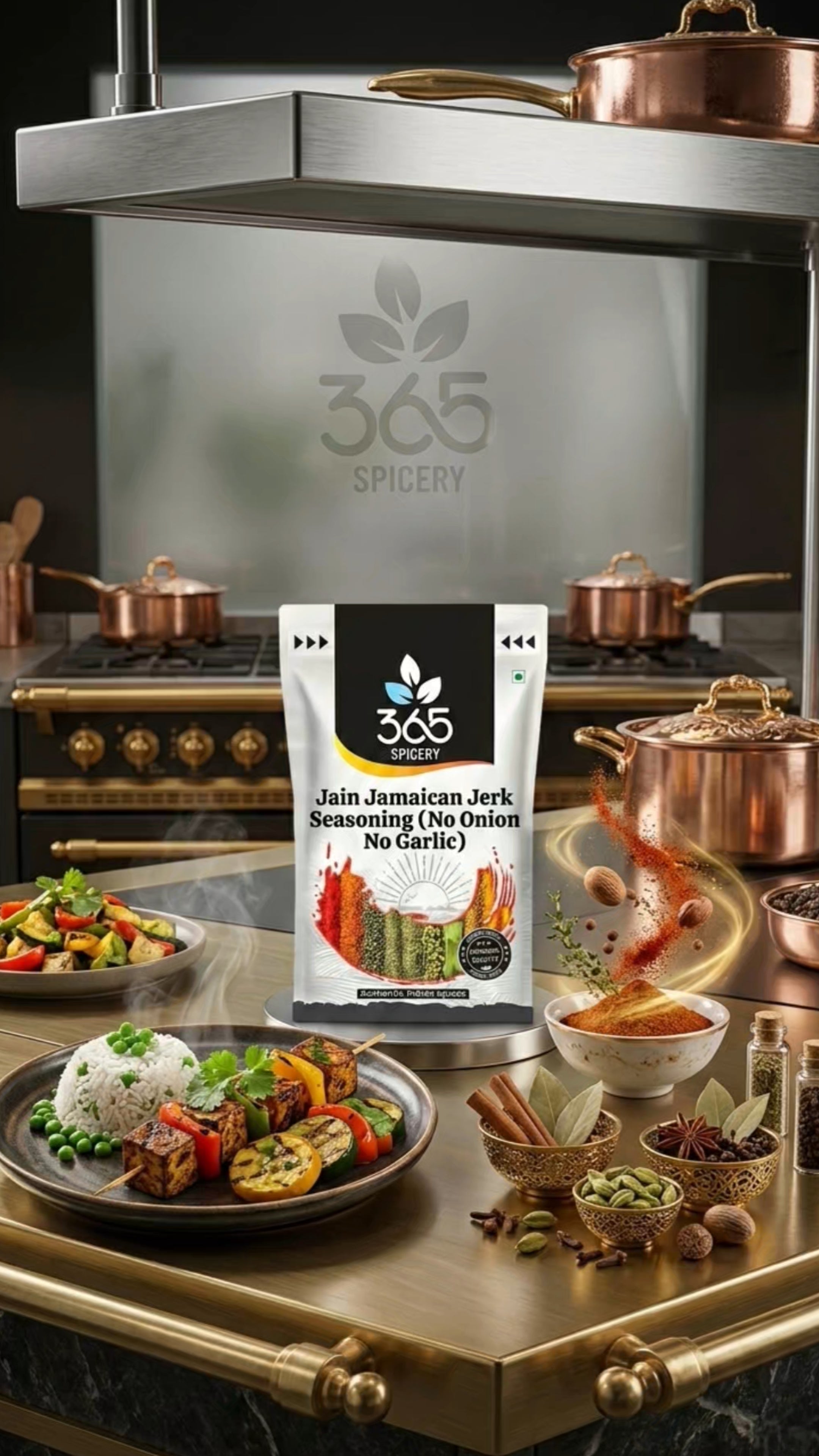 Jain Jamaican Jerk Seasoning | No Onion No Garlic | Jain-Friendly | No MSG | Bold Caribbean Flavors | 365 Spicery