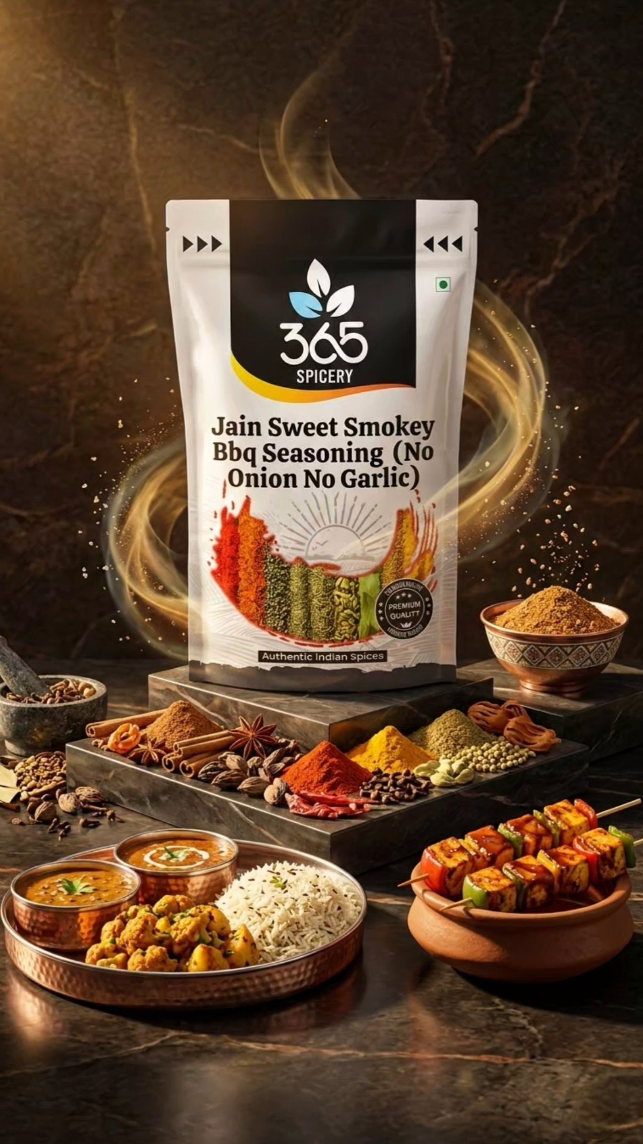 Jain Sweet Smokey BBQ Seasoning | No Onion No Garlic | Jain-Friendly | Vegan | Perfect for Grilling | 365 Spicery