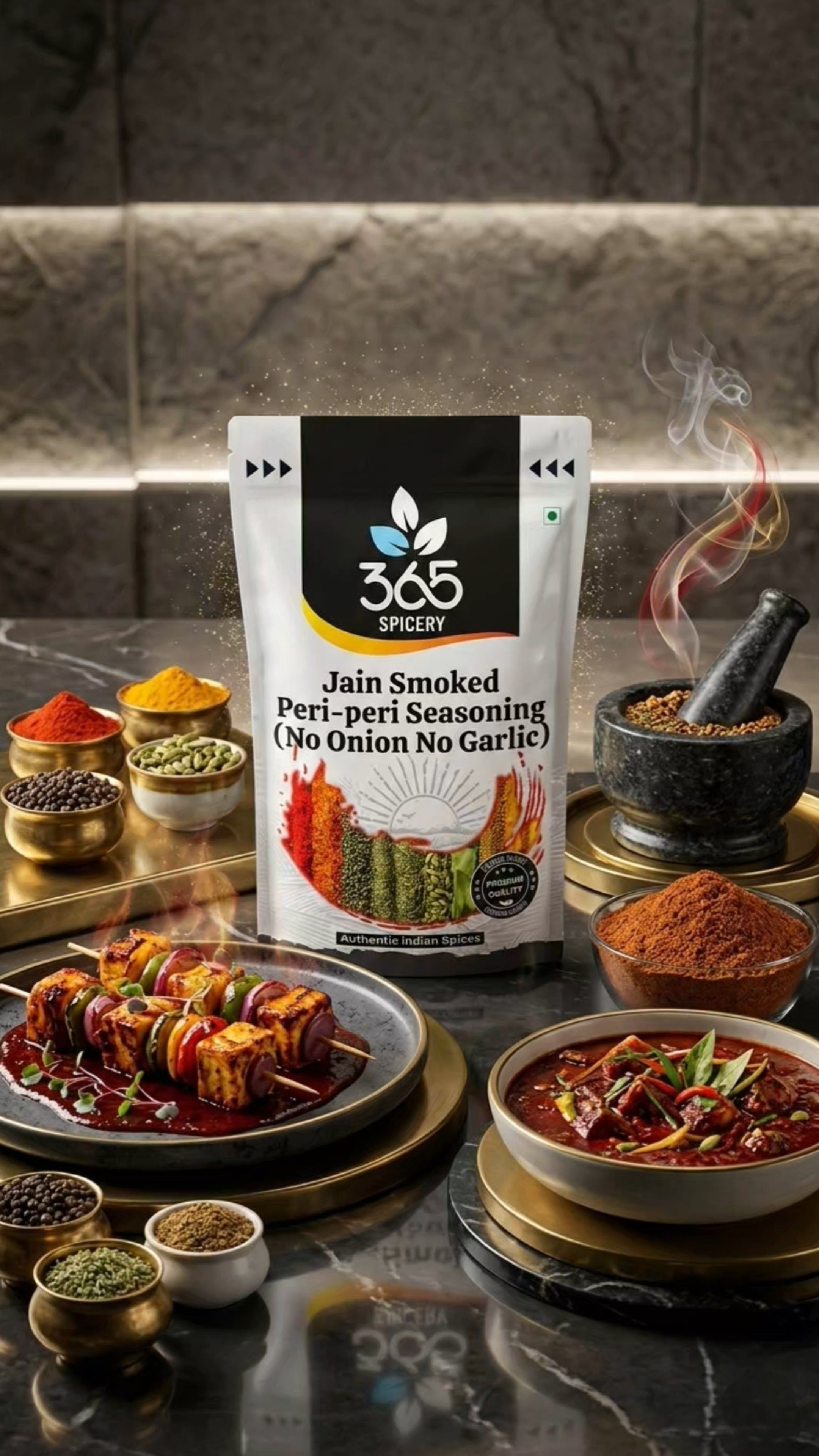 Jain Smoked Peri-peri Seasoning | No Onion No Garlic | Jain-Friendly | Gluten-Free | Bold Smoky Heat | 365 Spicery