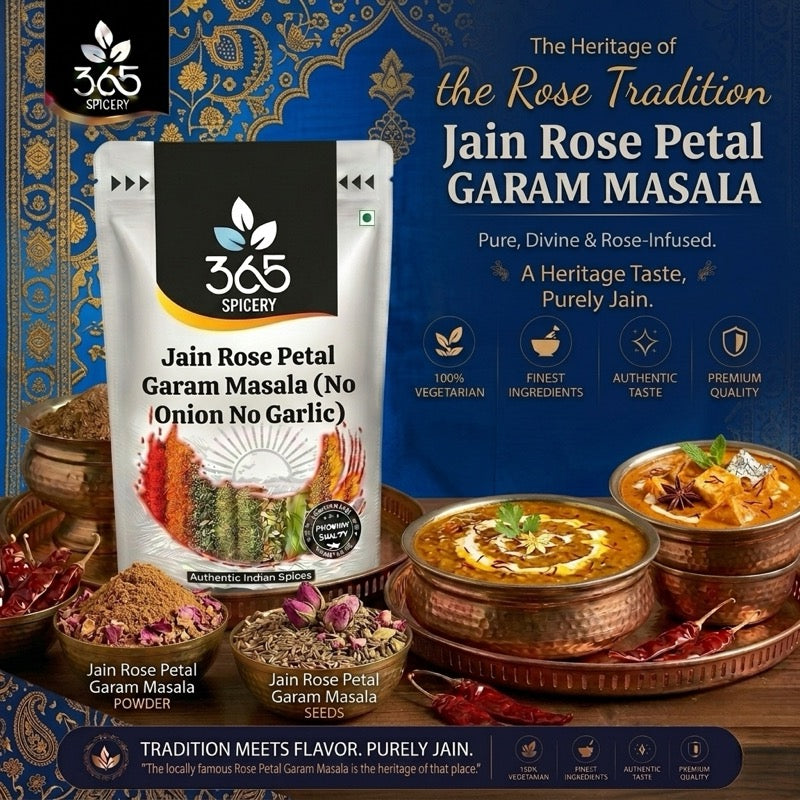 Jain Rose Petal Garam Masala | No Onion No Garlic | Jain-Friendly | Unique Floral Spice Blend | 365 Spicery