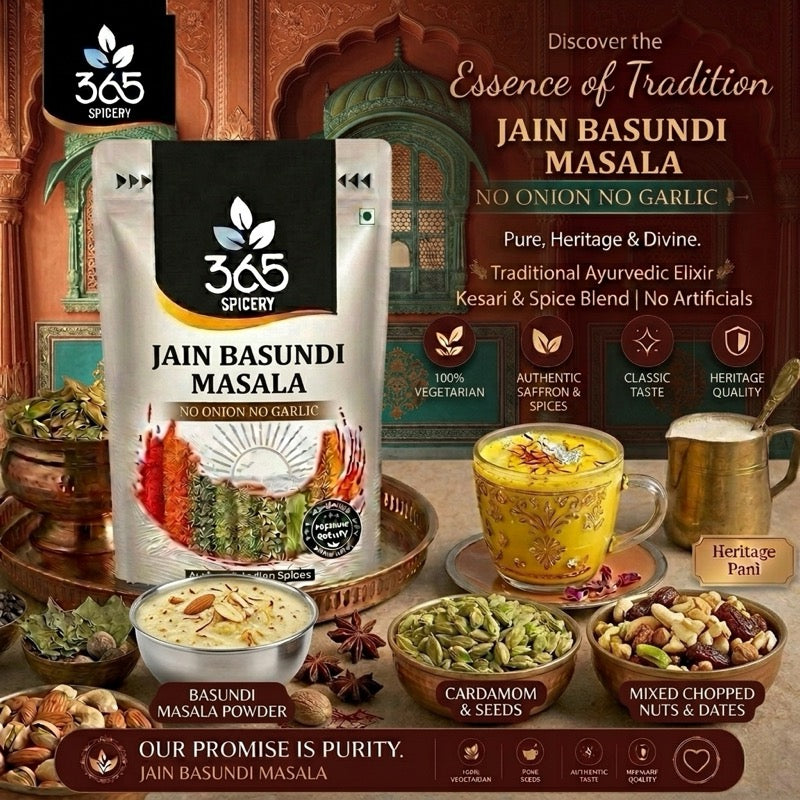 Jain Basundi Masala | No Onion No Garlic | Jain-Friendly | Rich Dessert Spice Mix | 365 Spicery