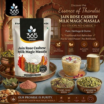 Jain Rose Cashew Milk Magic Masala | No Onion No Garlic | Jain-Friendly | Floral Dessert Blend | 365 Spicery