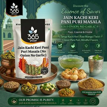 Jain Kachi Keri Pani Puri Masala | No Onion No Garlic | Jain-Friendly | Raw Mango Tangy Mix | 365 Spicery