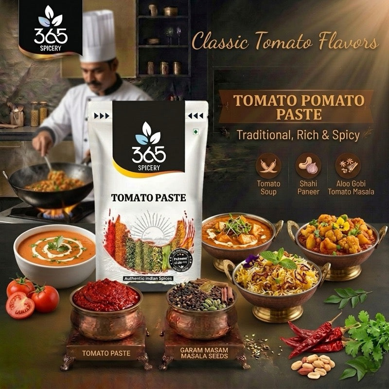 TOMATO PASTE | Concentrated Tangy Base | Natural Ingredients | No Artificial Colours | 365 Spicery