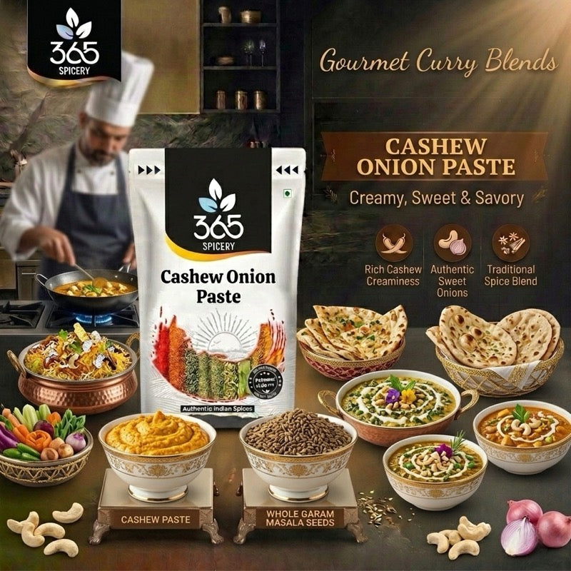 CASHEW ONION PASTE | Rich Gravy Base | Vegan | Gluten-Free | Premium Quality | 365 Spicery