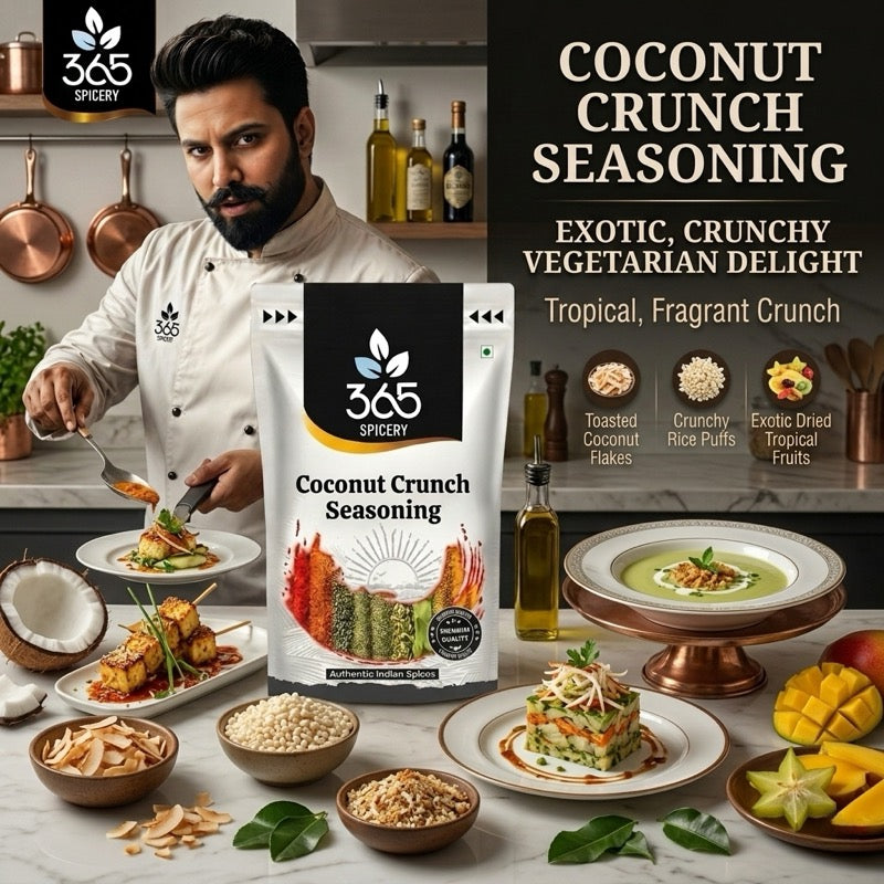 Jain Coconut Crunch Seasoning | No Onion No Garlic | Jain-Friendly | Vegan | For Sweet Snacks | 365 Spicery