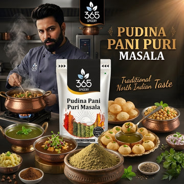Pudina Pani Puri Masala | Refreshing Mint Street Food Water Mix | Vegan | Gluten-Free | No Artificial Colours | 365 Spicery