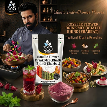 Roselle Flower Drink Mix (Khatti Bhindi Sharbat) | Natural Hibiscus Refreshing Beverage | Vegan | No MSG | 365 Spicery