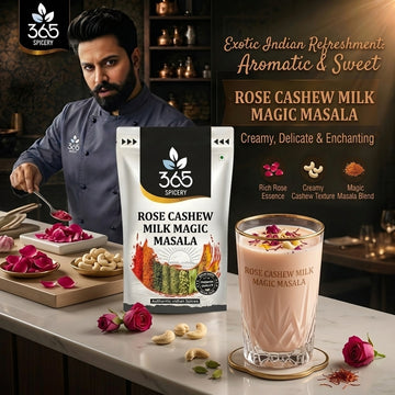 Rose Cashew Milk Magic Masala | Aromatic Floral Nutty Beverage Mix | Vegan | No Artificial Colours | 365 Spicery