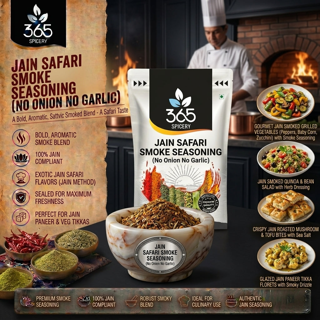 Jain Safari Smoke Seasoning | No Onion No Garlic | Jain-Friendly | No MSG | For Grills & Street Food | 365 Spicery