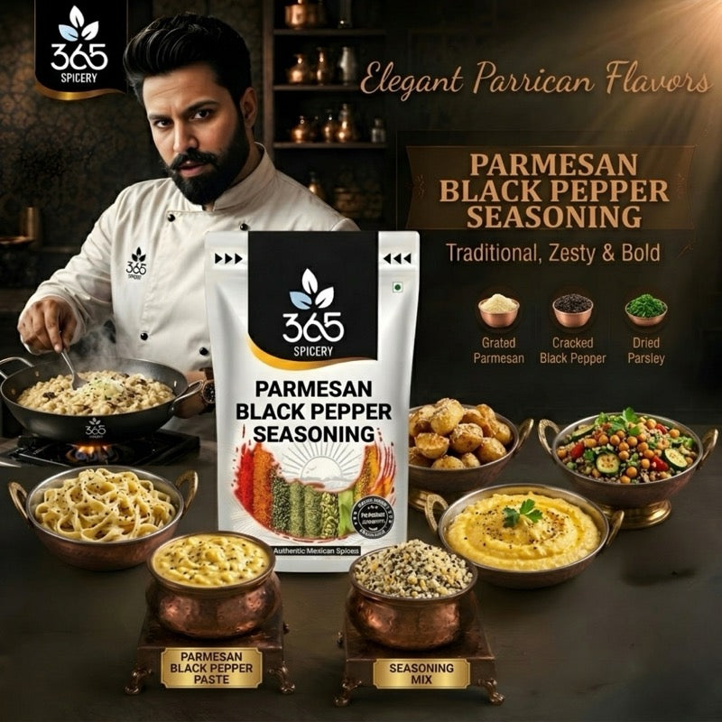 PARMESAN BLACK PEPPER SEASONING | Savoury Snack Blend | Premium Quality | No Artificial Flavours | 365 Spicery