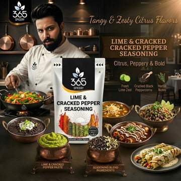 LIME & CRACKED PEPPER SEASONING | Zesty Snack Topping | Vegan | No Artificial Flavours | 365 Spicery