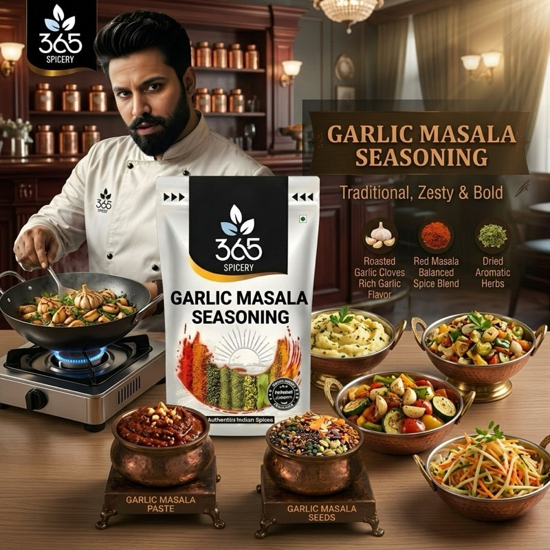 Garlic Masala Seasoning | Indian Fusion Blend for Street Food | Vegan | No Artificial Colours | Made in India | 365 Spicery