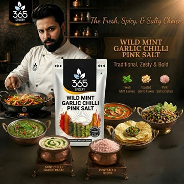 Wild Mint Garlic Chilli Pink salt | Gourmet Fusion Blend | Natural | No Artificial Colours | 365 Spicery
