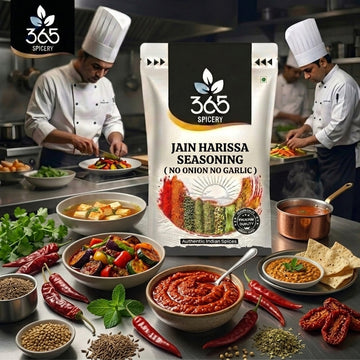 Jain Harissa Seasoning | No Onion No Garlic | Spicy North African Rub | Vegan | Natural | 365 Spicery