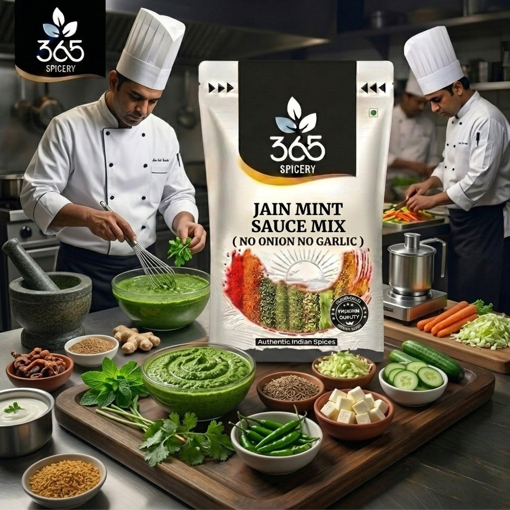 Jain Mint Sauce Mix | No Onion No Garlic | Jain-Friendly | Natural Ingredients | Refreshing Dip | 365 Spicery