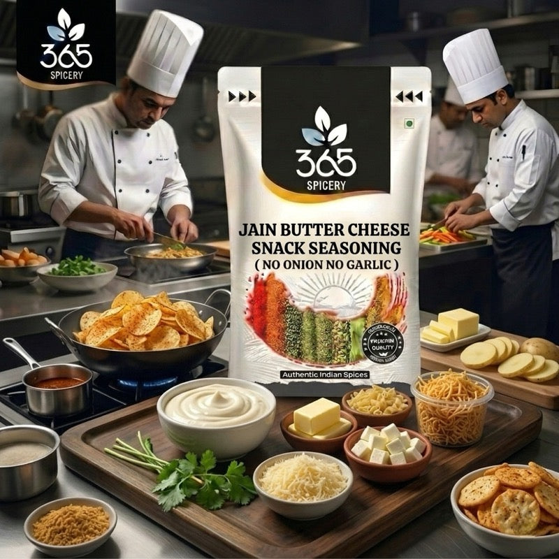 Jain Butter Cheese Snack Seasoning | No Onion No Garlic | Jain-Friendly | Gluten-Free | Rich Flavour | 365 Spicery