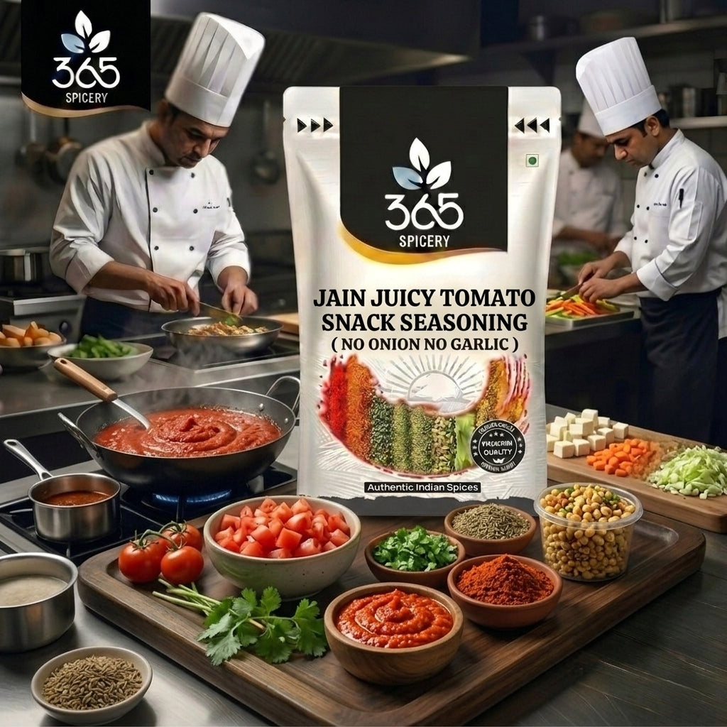Jain Juicy Tomato Snack Seasoning | No Onion No Garlic | Jain-Friendly | No Artificial Flavours | Snacks | 365 Spicery