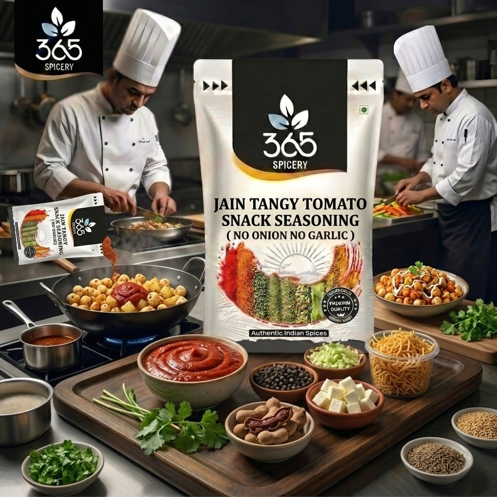 Jain Tangy Tomato Snack Seasoning | No Onion No Garlic | Jain-Friendly | Vegan | Classic Fries Dust | 365 Spicery