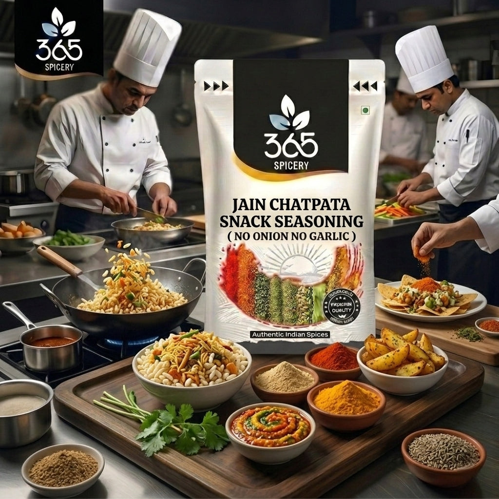 Jain Chatpata Snack Seasoning | No Onion No Garlic | Jain-Friendly | No MSG | Tangy Popcorn Mix | 365 Spicery