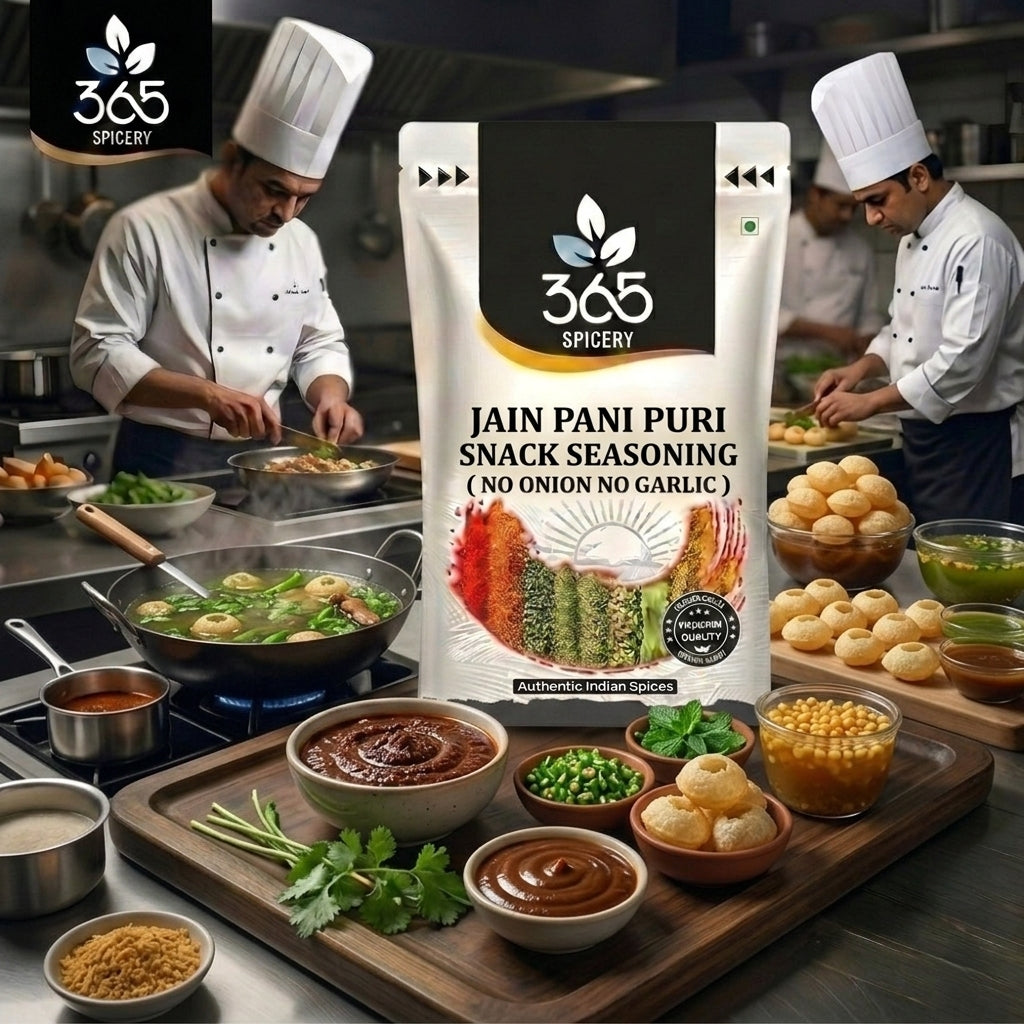 Jain Pani Puri Snack Seasoning | No Onion No Garlic | Jain-Friendly | Natural Ingredients | Street Food | 365 Spicery