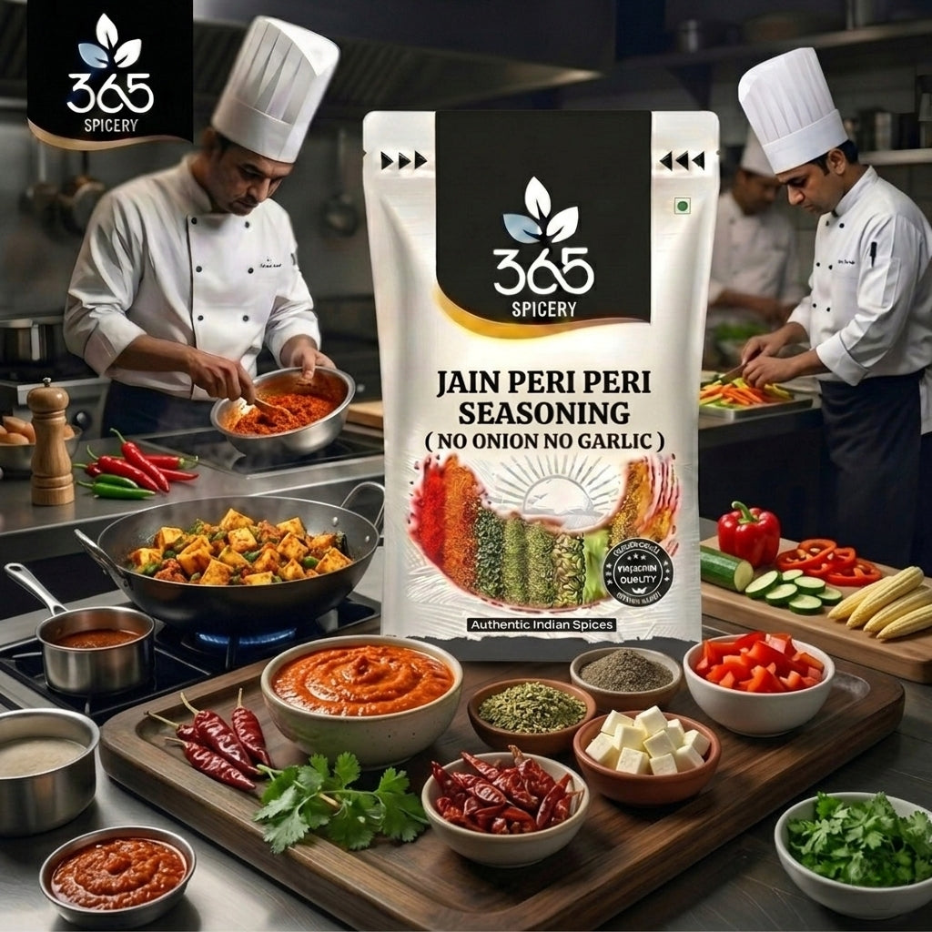 Jain Peri Peri Seasoning | No Onion No Garlic | Jain-Friendly | No MSG | Natural Ingredients | Vegan | 365 Spicery
