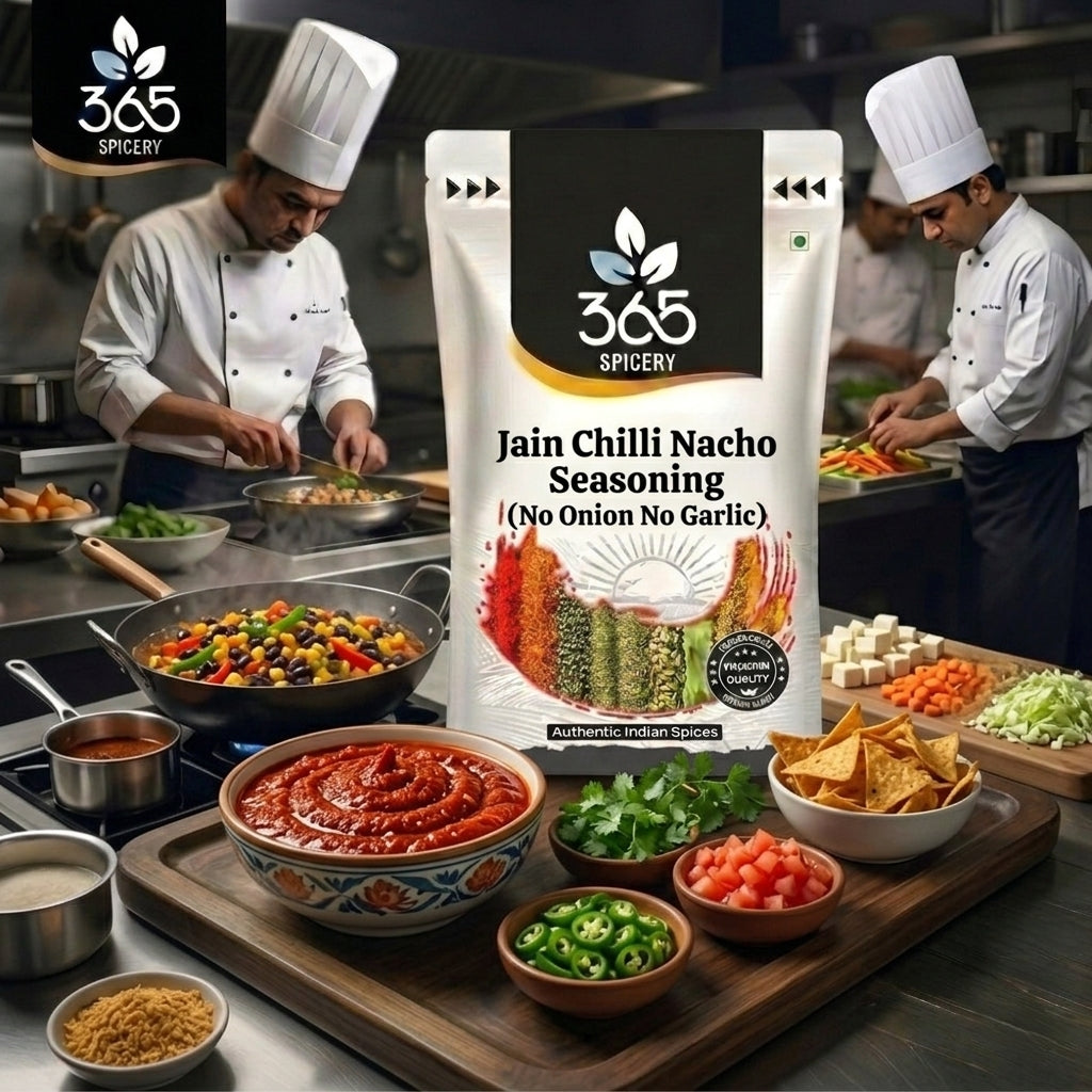 Jain Chilli Nacho Seasoning | No Onion No Garlic | Jain-Friendly | Gluten-Free | Premium Snack Mix | 365 Spicery